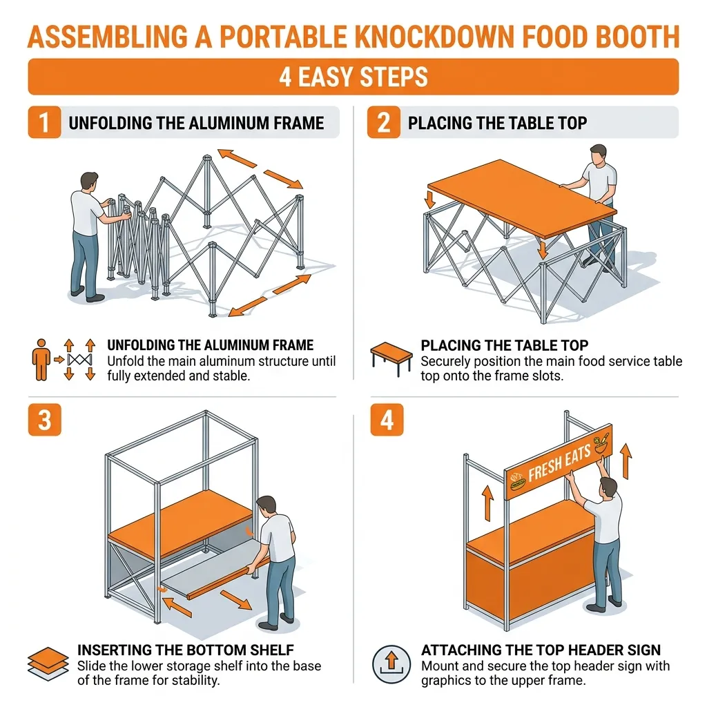 Diagram Tahapan Perakitan Booth Portable Knockdown