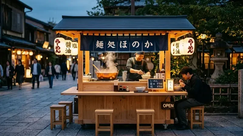 Desain Gerobak Yatai Jepang Minimalis untuk Jualan Ramen