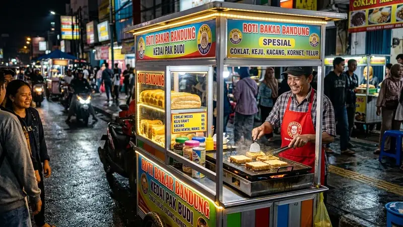 Peluang Jualan Roti Bakar Bandung Gerobak Dorong Modern