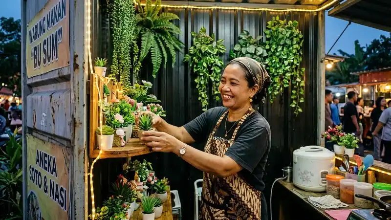 Tips Memadukan Tanaman Hias Plastik di Sudut Booth Container